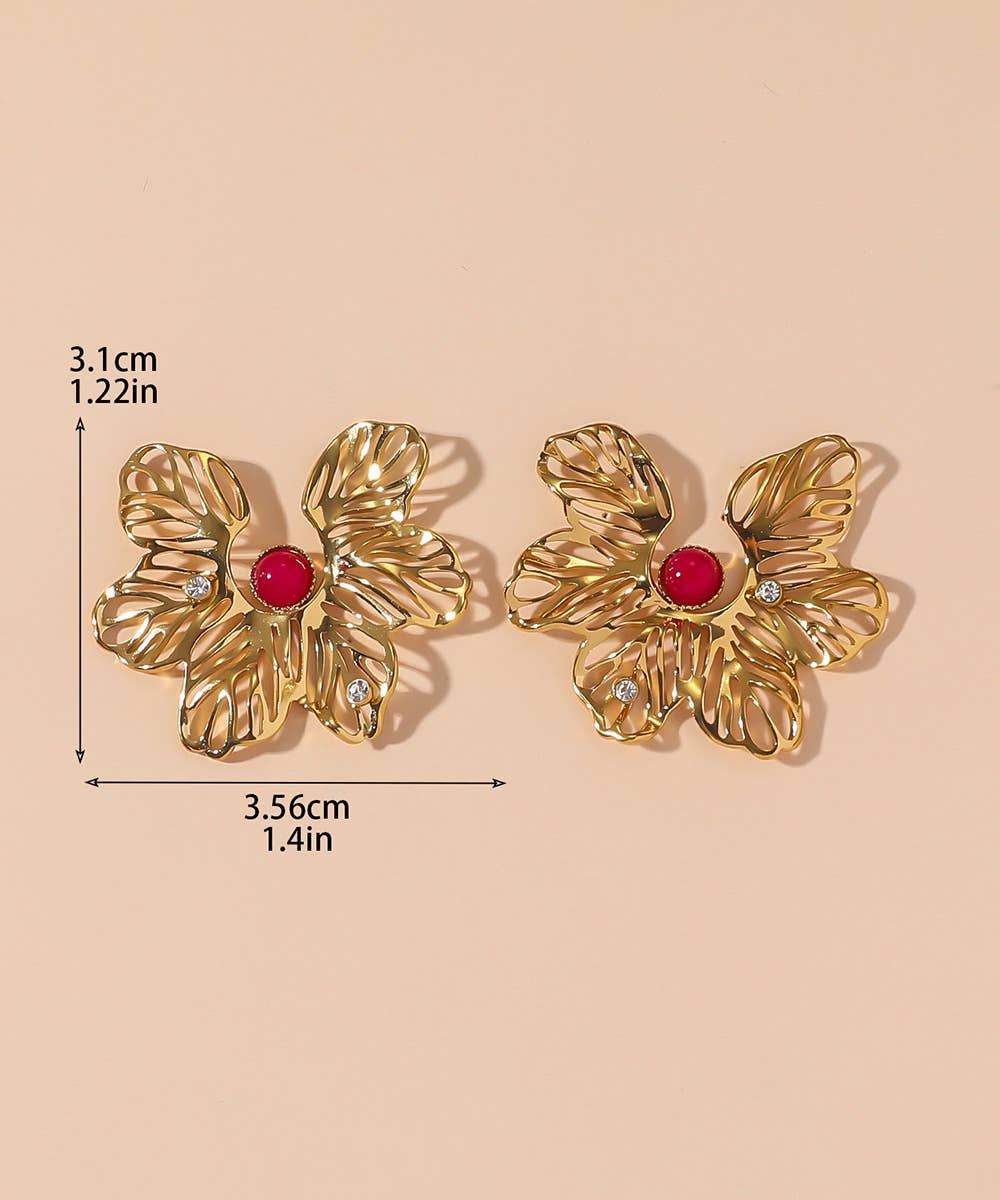Stainless Steel FLower Stud Earrings - Vintage Bloom