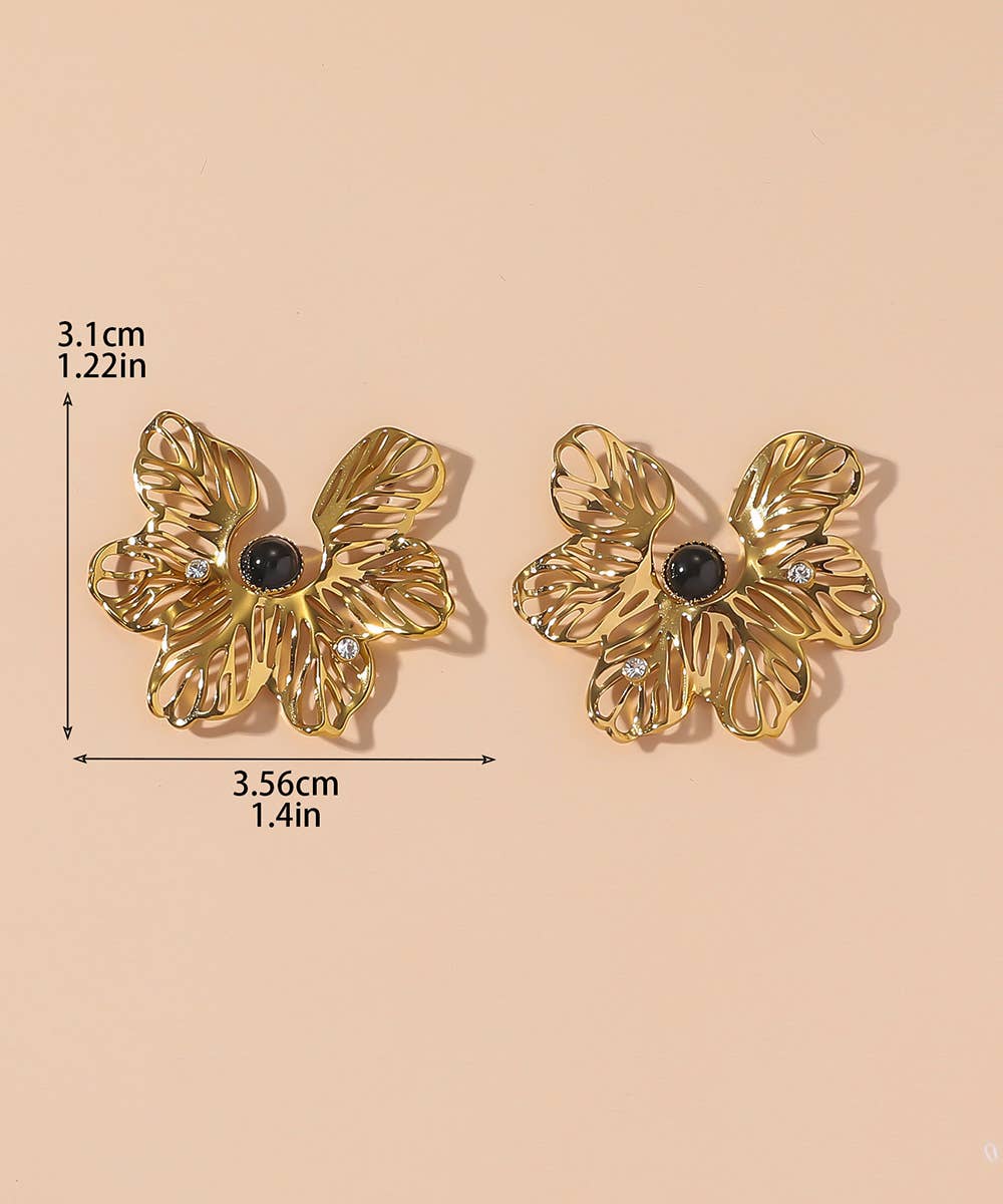 Stainless Steel FLower Stud Earrings - Vintage Bloom