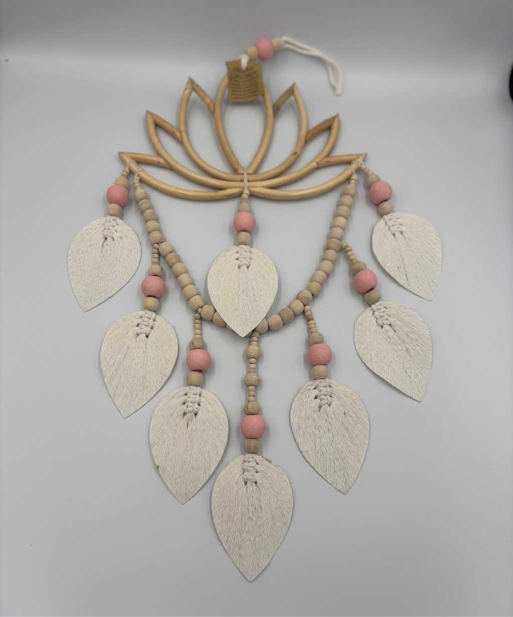 Lotus Dream Catcher - Handcrafted with Beads and Bamboo Wall Hanger
