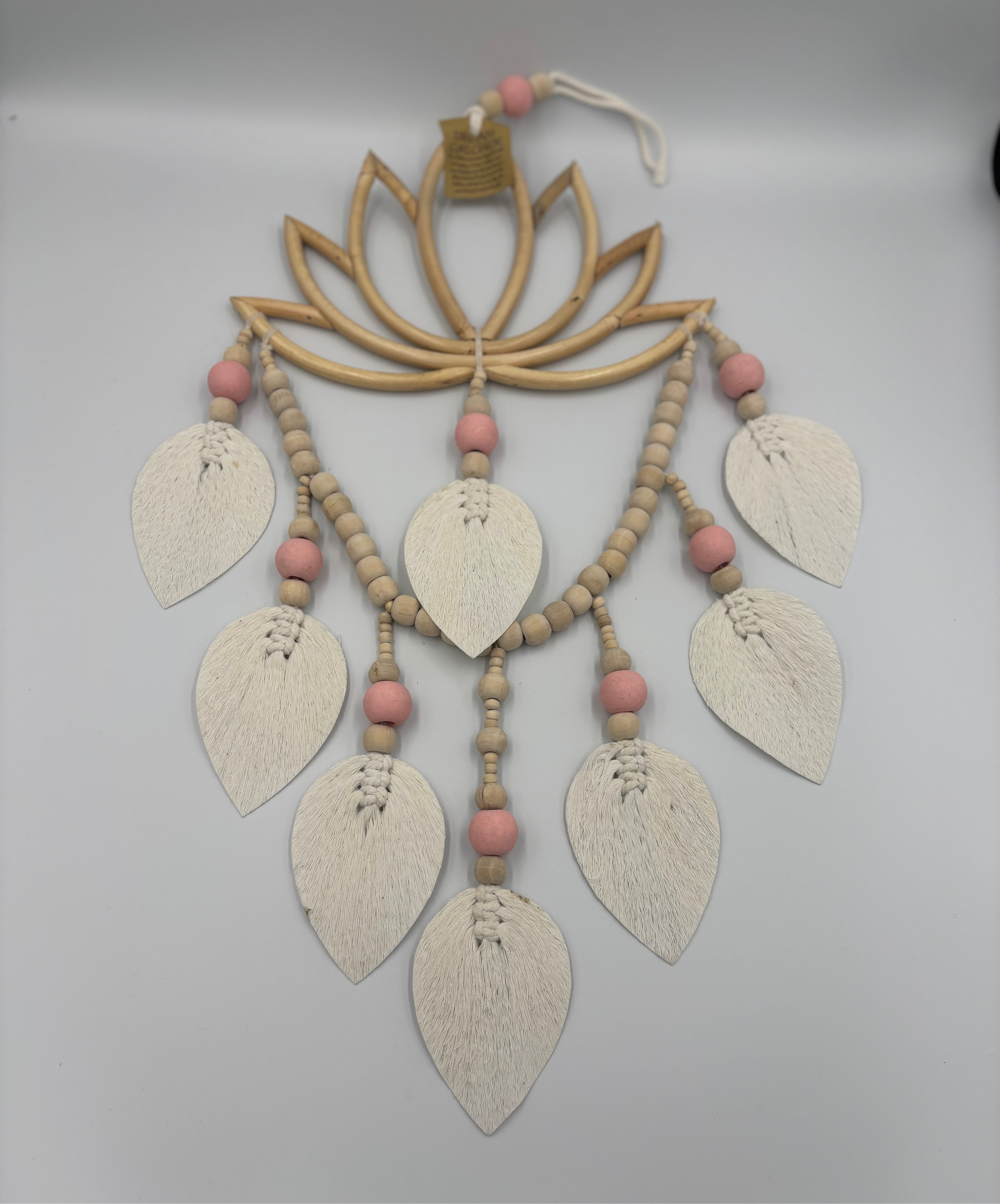 Lotus Dream Catcher - Handcrafted with Beads and Bamboo Wall Hanger
