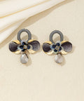 Crystal Flower Drop Stud Earrings