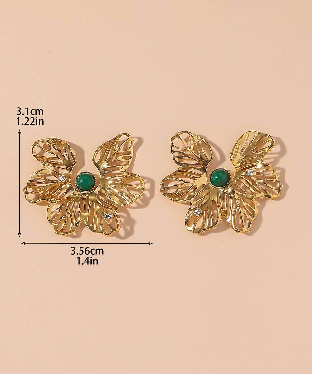 Stainless Steel FLower Stud Earrings - Vintage Bloom